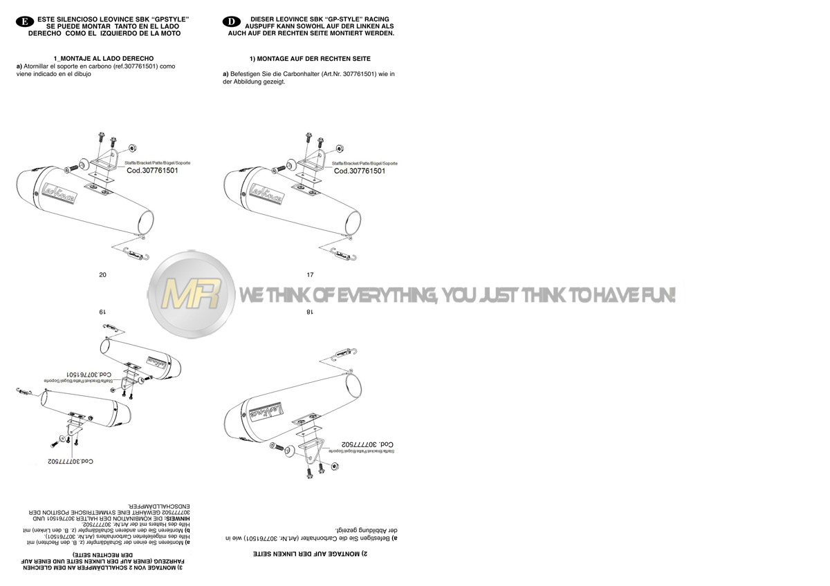 MARMITTA TERMINALE DI SCARICO UNIVERSALE LEOVINCE GP STYLE MUFFLER KIT D.  54 mm