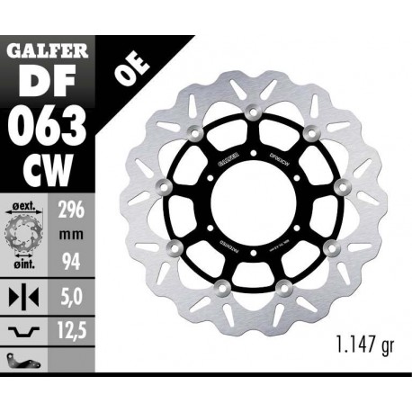 DF063CW - DISCO FRENO FLOTTANTE WAVE COMPLETO (C. ALU.) 296x5mm HONDA CBR 600 F '01ANTERIORE