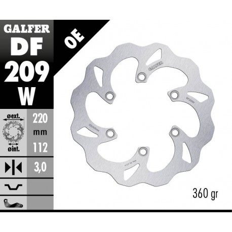 DF209W - DISCO FRENO FISSO WAVE 220x3mm KAWA KX 85 ANTERIORE