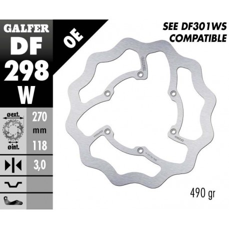 DF298W - DISCO FRENO FISSO WAVE 270x3mm YAMAHA YZ F 2016- ANTERIORE