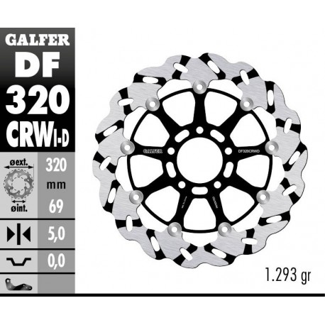 DF320CRWD - DISCO FRENO FLOTTANTE WAVE SCANALATO DESTRA (C. ALU.) 320x5mm SUZUKI GSX 600/750 R ANTERIORE