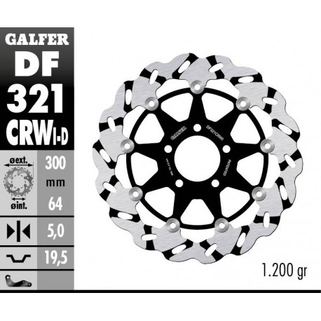 DF321CRWI - DISCO FRENO FLOTTANTE WAVE SCANALATO SINISTRA (C. ALU.) 300x5mm SUZUKI RGV 250 ANTERIORE