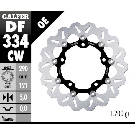 DF334CW - DISCO FRENO FLOTTANTE WAVE COMPLETO (C. ALU.) 290x5mm SUZUKI GLADIUS/SV ABS7S 2014 ANTERIORE