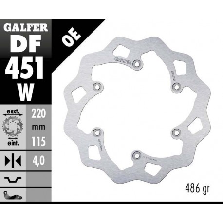 DF451W - DISCO FRENO FISSO WAVE 220x4mm YAMAHA YZ-WR 125-250 ANTERIORE