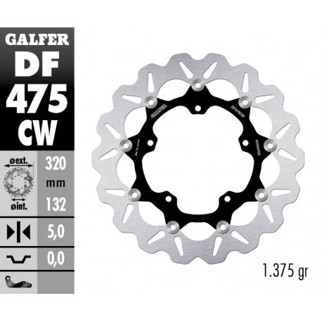 DF475CW - DISCO FRENO FLOTTANTE WAVE COMPLETO (C. ALU.) 320x5mm YAMAHA R1 (04) ANTERIORE