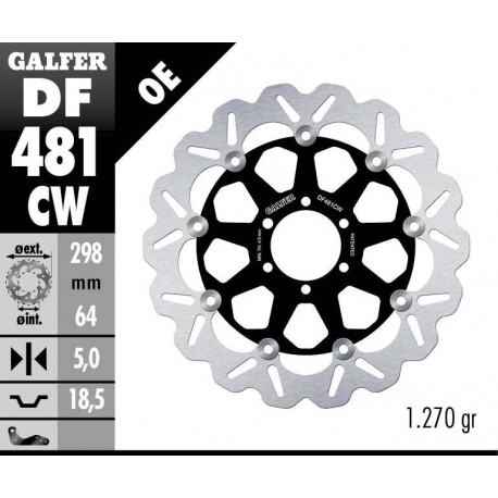 DF481CW - DISCO FRENO FLOTTANTE WAVE COMPLETO (C. ALU.) 300x5mm YAMAHA XV535 VIRAGO ANTERIORE