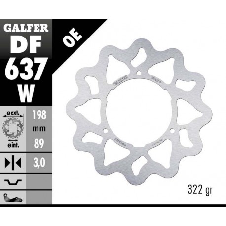 DF637W - DISCO FRENO FISSO WAVE 198x3mm KTM SX65 (98-01) ANTERIORE