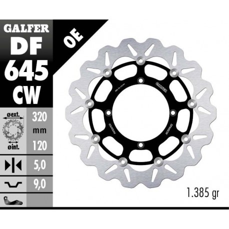 DF645CW - DISCO FRENO FLOTTANTE WAVE COMPLETO (C. ALU.) 320x5mm HUSQVARNA SM510R (06)ANTERIORE