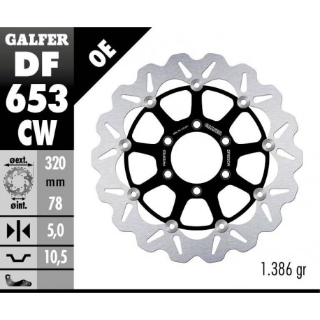 DF653CW - DISCO FRENO FLOTTANTE WAVE COMPLETO (C. ALU.) 320x5mm TRIUMPH 595 900 ANTERIORE