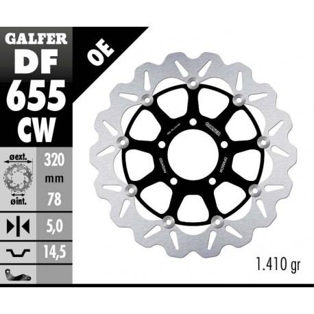 DF655CW - DISCO FRENO FLOTTANTE WAVE COMPLETO (C. ALU.) 320x5mm TRIUMPH ANTERIORE