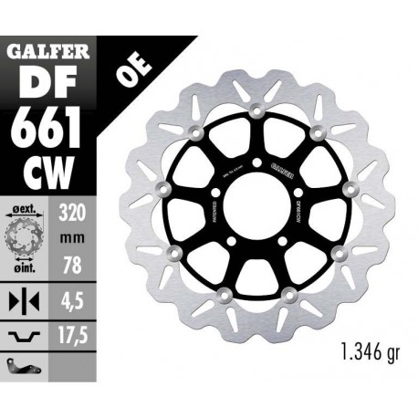 DF661CW - DISCO FRENO FLOTTANTE WAVE COMPLETO (C. ALU.) 320x4,5mm TRIUMPH SPEED TRIPLE 1050 (05) ANTERIORE