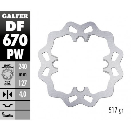 DF670PW - DISCO FRENO SOLO PISTA WAVE 240x4mm HUSQVARNA TE 250 (06) POSTERIORE