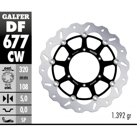 DF677CW - DISCO FRENO FLOTTANTE WAVE COMPLETO (C. ALU.) 320x5mm GAS GAS SUPERMOTARD ANTERIORE