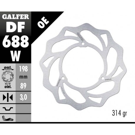 DF688W - DISCO FRENO FISSO WAVE 198x3mm KTM SX 65 (04) ANTERIORE