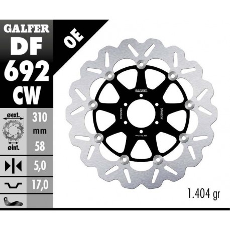 DF692CW - DISCO FRENO FLOTTANTE WAVE COMPLETO (C. ALU.) 310x5mm HONDA BIG ONE ANTERIORE