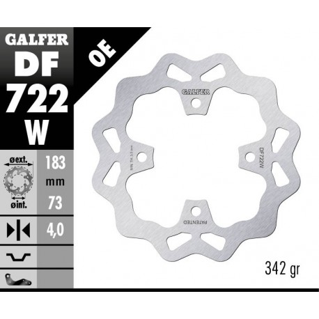 DF722W - DISCO FRENO FISSO WAVE 183x4mm POLARIS SCRAMBLER 400 (96-01) ANTERIORE