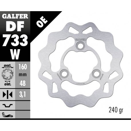 DF733W - DISCO FRENO FISSO WAVE 160x3,1mm SUZUKI LT-R 450 (06) ANTERIORE