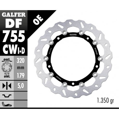 DF755CWD - DISCO FRENO FLOTTANTE WAVE COMPLETO DESTRA (C. ALU.) 320x5m BMW S1000RR ANTERIORE