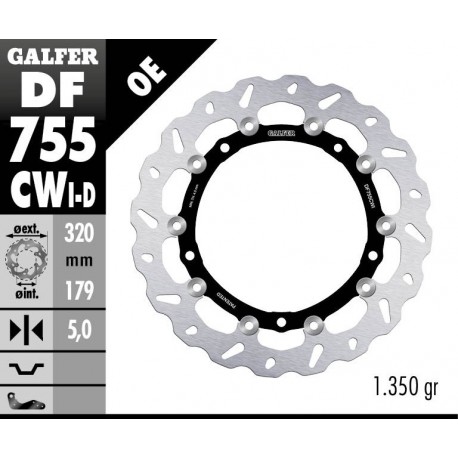 DF755CWI - DISCO FRENO FLOTTANTE WAVE COMPLETO SINISTRA (C. ALU.) 320x5mm BMW S1000RR ANTERIORE