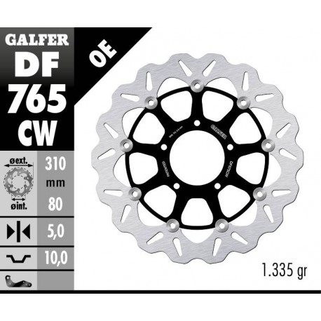 DF765CW - DISCO FRENO FLOTTANTE WAVE COMPLETO (C. ALU.) 310x5mm MV AUGUSTA BRUTALE (01-06) ANTERIORE