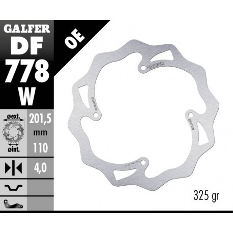 DF778W - DISCO FRENO FISSO WAVE 201,5x4mm KTM SX 85/SX 105 POSTERIORE