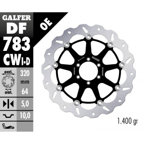 DF783CWD - DISCO FRENO FLOTTANTE WAVE COMPLETO DESTRA (C. ALU.) 320x5m KTM RC-8 (08) ANTERIORE