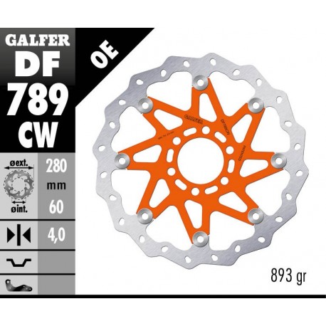 DF789CW - DISCO FRENO FLOTTANTE WAVE COMPLETO (C. ALU.) 280x4mm KTM DUKE ANTERIORE