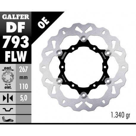 DF793FLW - DISCO FRENO FLOTTANTE WAVE (C. STEEL) 267x5mm KTM 1190 ADVENTURE POSTERIORE