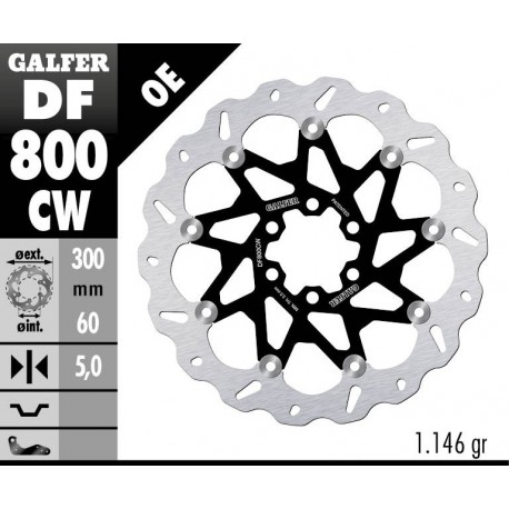 DF800CW - DISCO FRENO FLOTTANTE WAVE COMPLETO (C. ALU.) 300x5mm KTM 125/200/390 DUKE ANTERIORE