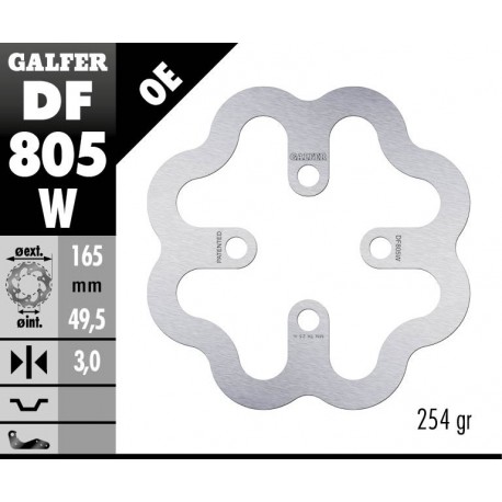 DF805W - DISCO FRENO FISSO WAVE 165x3mm RRO i155 BETA POSTERIORE