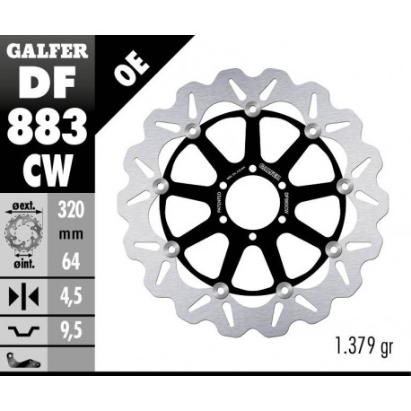 DF883CW - DISCO FRENO FLOTTANTE WAVE COMPLETO (C. ALU.) 320x4,5mm APRILIA/DUCATI ANTERIORE