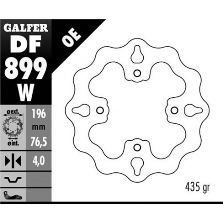 DF899W - DISCO FRENO FISSO WAVE 196x4mm POLARIS PREDATOR 500 (03) POSTERIORE