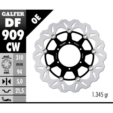 DF909CW - DISCO FRENO FLOTTANTE WAVE COMPLETO (C. ALU.) 310x5mm HONDA ST 1300 PAN-EUROPEAN ANTERIORE