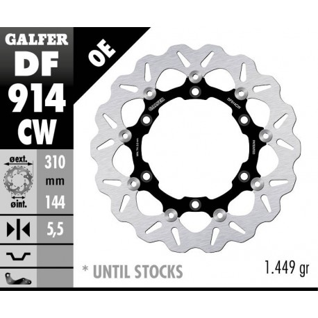 DF914CW - DISCO FRENO FLOTTANTE WAVE COMPLETO (C. ALU.) 309,5x5,5mm TRIUMPH BONNEVILLE / SCRAMBLER ANTERIORE