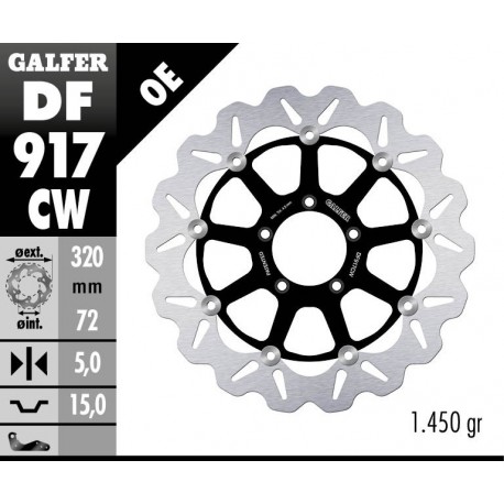 DF917CW - DISCO FRENO FLOTTANTE WAVE 320x5mm MOTUS ANTERIORE