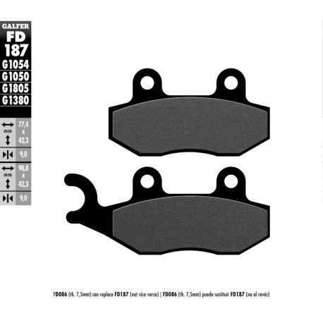 FD187G1050 - PASTIGLIE FRENO SEMI METALLICHE POSTERIORE