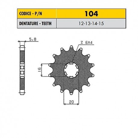 10412 - Pignone in Acciaio Sunstar Passo 420 con 12 denti