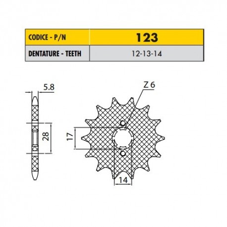 12314 - Pignone in Acciaio Sunstar Passo 420 con 14 denti