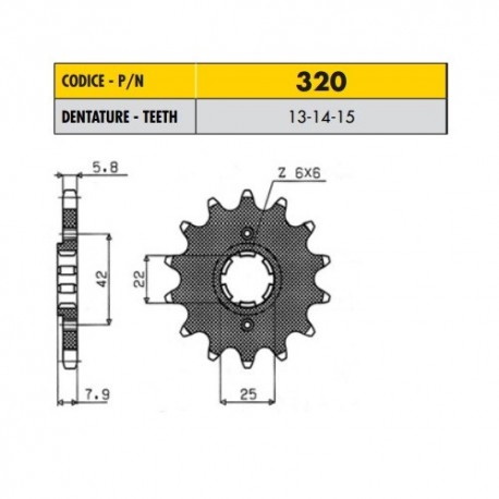 32014 - Pignone in Acciaio Sunstar Passo 520 con 14 denti