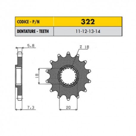 32213 - Pignone in Acciaio Sunstar Passo 520 con 13 denti