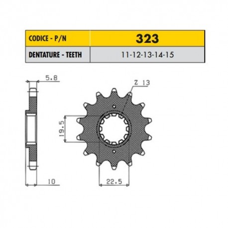 32312 - Pignone in Acciaio Sunstar Passo 520 con 12 denti