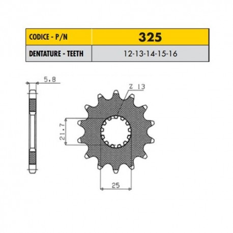 32512 - Pignone in Acciaio Sunstar Passo 520 con 12 denti