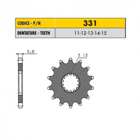 33112 - Pignone in Acciaio Sunstar Passo 520 con 12 denti