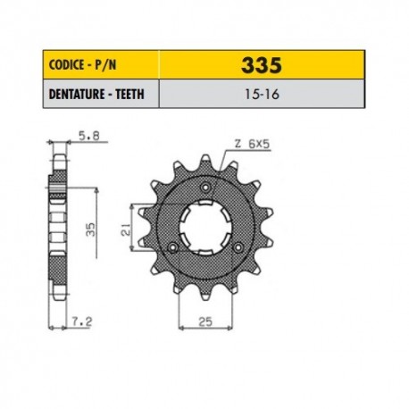 33516 - Pignone in Acciaio Sunstar Passo 520 con 16 denti