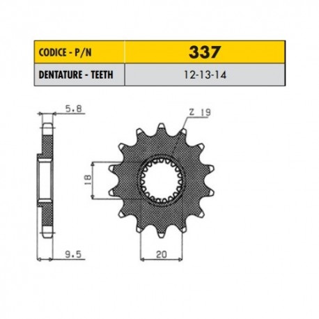 33712 - Pignone in Acciaio Sunstar Passo 520 con 12 denti