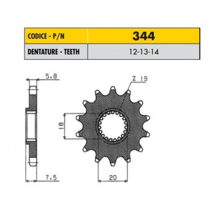 34412 - Pignone in Acciaio Sunstar Passo 520 con 12 denti