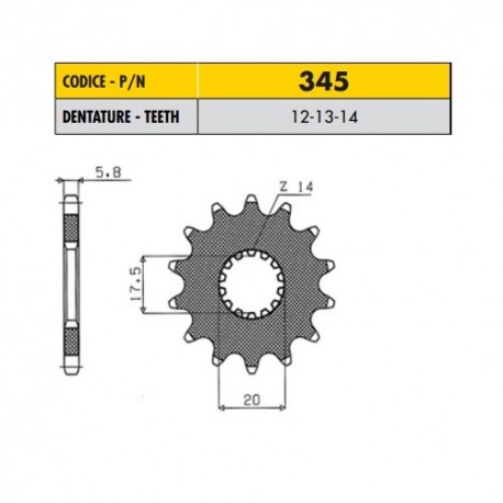 34513 - Pignone in Acciaio Sunstar Passo 520 con 13 denti