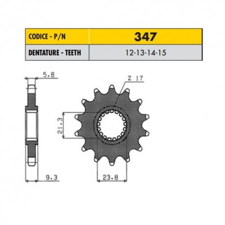 34712 - Pignone in Acciaio Sunstar Passo 520 con 12 denti