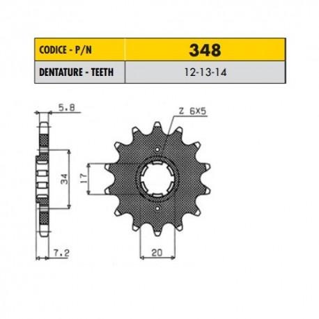 34812 - Pignone in Acciaio Sunstar Passo 520 con 12 denti