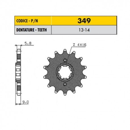 34914 - Pignone in Acciaio Sunstar Passo 520 con 14 denti